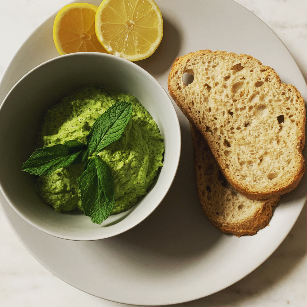 Tahini, pea and mint dip