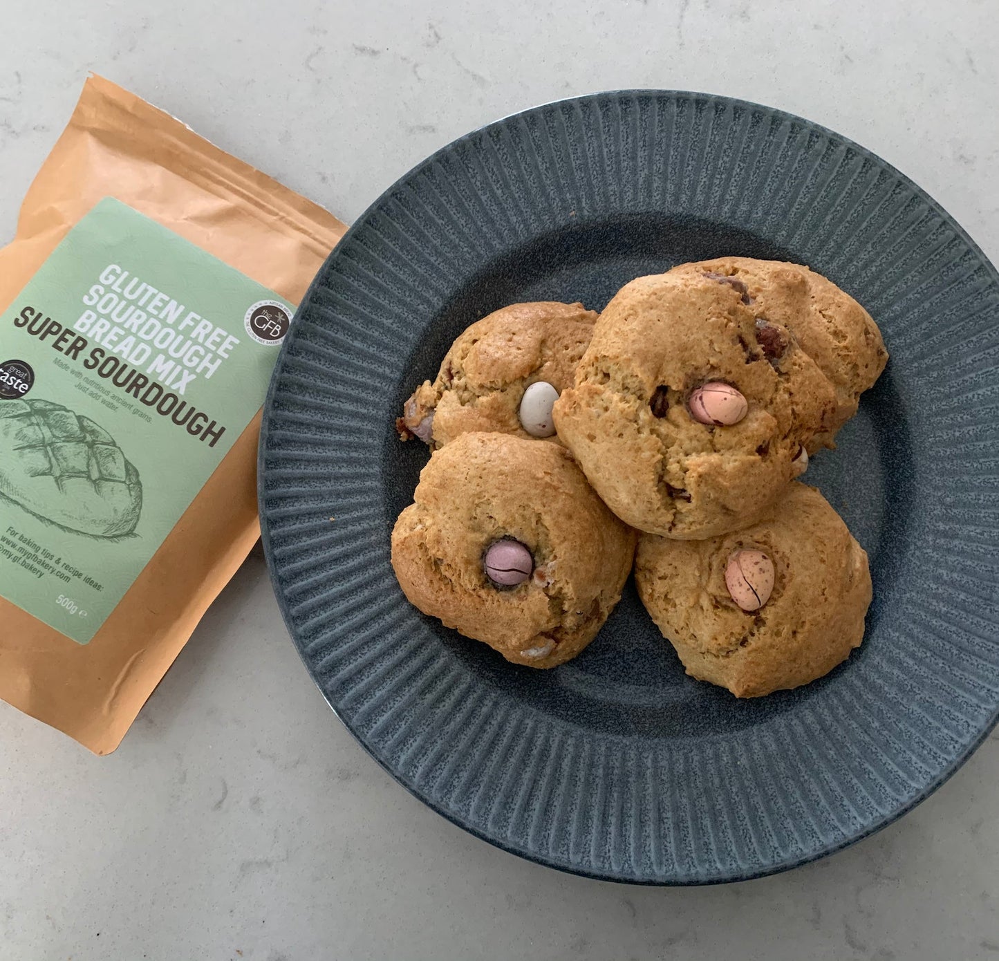 Easter Buns with smashed mini eggs